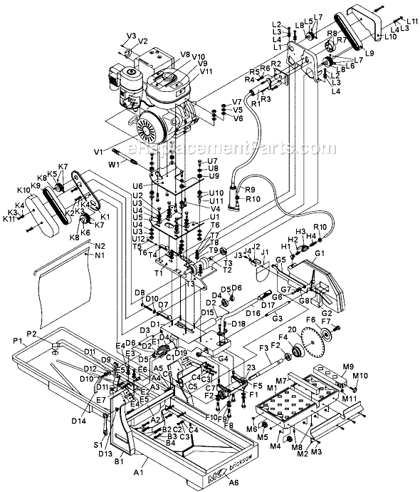 Page A Diagram and Parts List for MK-2005G  MK Diamond Concrete Saw